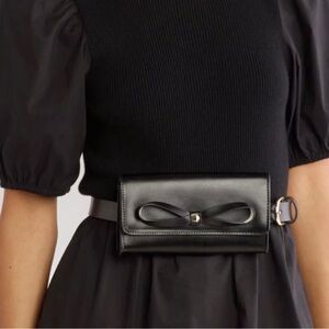 New Kate Spade ♠️ Black Leather Belt Bag with Bow Detail
